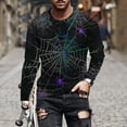 thumbnail image 1 of Zylanna Men's Long Sleeve T-Shirts, Homewear Loose Crew Neck Halloween Print Casual Tops for Men Black, 1 of 5