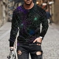 thumbnail image 1 of Zylanna Men's Long Sleeve T-Shirts, Homewear Loose Halloween Print Crew Neck Casual Tops for Men Multicolor, 1 of 5