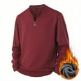 thumbnail image 1 of Zylanna Men's Long Sleeve T-Shirts, Homewear Loose Solid Color Half-Zip Casual Tops for Men Red, 1 of 3