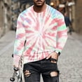 thumbnail image 1 of Zylanna Men's Long Sleeve T-Shirts, Homewear Loose Tie Dye Crew Neck Casual Tops for Men Light Blue, 1 of 5