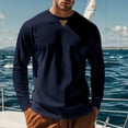 thumbnail image 1 of Zylanna Men's Long Sleeve T-Shirts, Homewear Solid Color Fleece Lined Crew Neck Casual Tops for Men Navy, 1 of 5