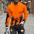 thumbnail image 1 of Zylanna Men's Long Sleeve T-Shirts, Loose Activewear Halloween Print Crew Neck Casual Tops for Men Orange, 1 of 5