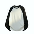 thumbnail image 1 of Zylanna Men's Long Sleeve T-Shirts, Loose Crew Neck Homewear Color Block Patching Casual Tops for Men White, 1 of 4