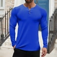 thumbnail image 1 of Zylanna Men's Long Sleeve T-Shirts, Loose Crew Neck Homewear Solid Color Casual Tops for Men Blue, 1 of 5