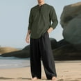 thumbnail image 1 of Zylanna Men's Long Sleeve T-Shirts, Loose Crew Neck Solid Color Homewear Casual Tops for Men Army Green, 1 of 4