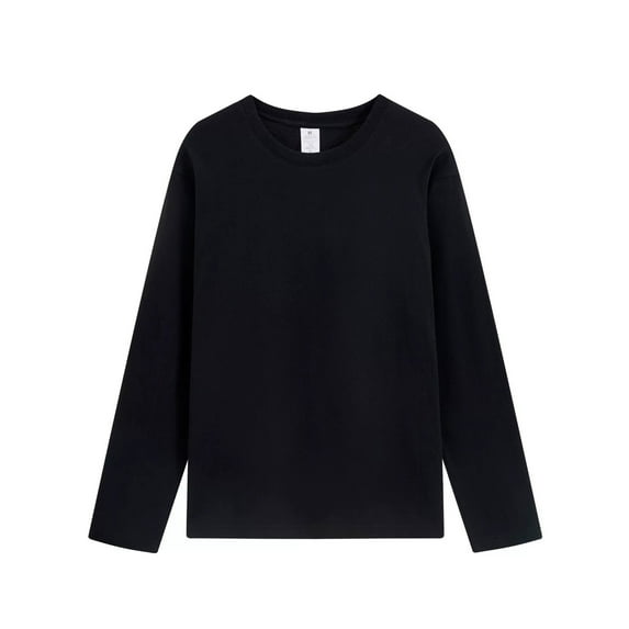 Zylanna Men's Long Sleeve T-Shirts, Loose Solid Color Crew Neck Homewear Casual Tops for Men Black