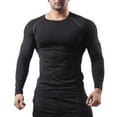 thumbnail image 1 of Zylanna Men's Long Sleeve T-Shirts, Solid Color Activewear Crew Neck Stretchy Casual Tops for Sport Black, 1 of 7