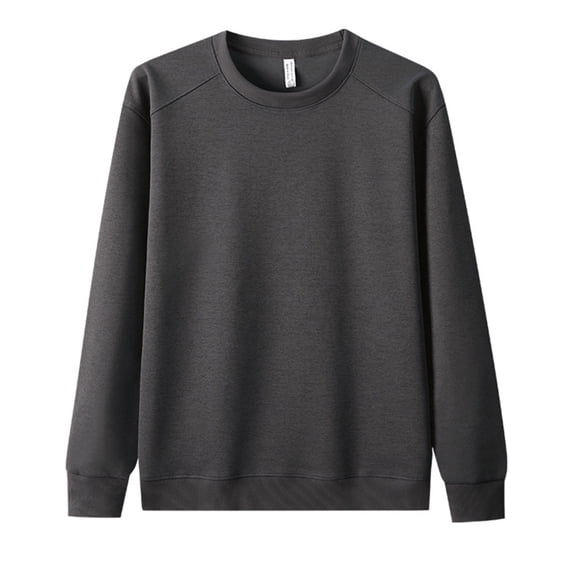 Zylanna Men's Long Sleeve T-Shirts, Solid Color Crew Neck Loose Homewear Casual Tops for Men Dark Gray