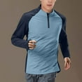 thumbnail image 1 of Zylanna Men's Long Sleeve T-Shirts, Solid Color Stretchy Activewear Half-Zip Casual Tops for Sport Blue, 1 of 8