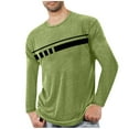 thumbnail image 1 of Zylanna Men's Long Sleeve T-Shirts, Stretchy Activewear Crew Neck Striped Casual Tops for Sport Green, 1 of 3