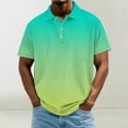 thumbnail image 1 of Zylanna Men's Polo Shirts, Fashionable Short Sleeve with Gradient Color Turndown Collar Tee Shirts for Man Brown Size 2XL, 1 of 5