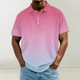 thumbnail image 1 of Zylanna Men's Polo Shirts, Fashionable Turndown Collar with Gradient Color Short Sleeve Tee Shirts for Man Wine Size 2XL, 1 of 5