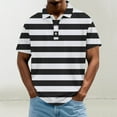 thumbnail image 1 of Zylanna Men's Polo Shirts, Short Sleeve Fashionable Striped Turndown Collar Tee Shirts for Man Black Size 3XL, 1 of 5