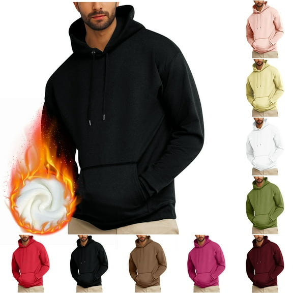 Zylanna Men's Pullover Hoodies, Hooded Sweatshirt Long Sleeve Workout Running Elastic Athletic Jacket with Pockets Black Size 2XL