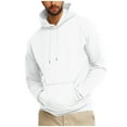 thumbnail image 1 of Zylanna Men's Pullover Hoodies, Workout Running Elastic Long Sleeve Hooded Sweatshirt Athletic Jacket with Pockets White Size M, 1 of 8