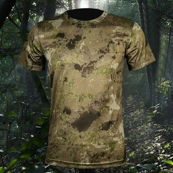Zylanna Men's Short Sleeve T-Shirts, Breathable Quick-drying Crew Neck Summer Printed Daily leisure Tops for Men Army Green Size 2XL