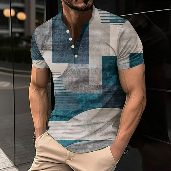 Zylanna Men's Short Sleeve T-Shirts, Color Block Patching Summer Crew Neck Lightweight Daily leisure Tops for Men Multicolor Size S
