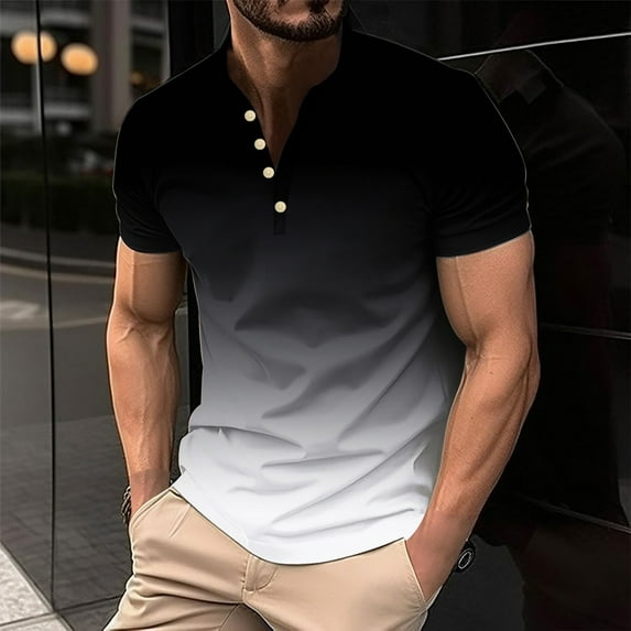 Zylanna Men's Short Sleeve T-Shirts, Crew Neck Lightweight Gradient Color Summer Daily leisure Tops for Men Multicolor Size 3XL