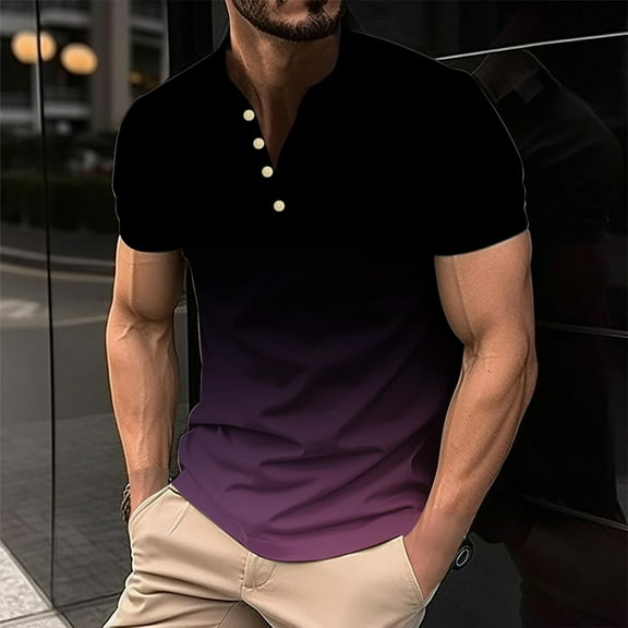 Zylanna Men's Short Sleeve T-Shirts, Crew Neck Lightweight Summer Gradient Color Daily leisure Tops for Men Multicolor Size XL