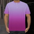 thumbnail image 1 of Zylanna Men's Short Sleeve T-Shirts, Gradient Color Button Up Lightweight Summer Daily leisure Tops for Men Hot Pink Size S, 1 of 5