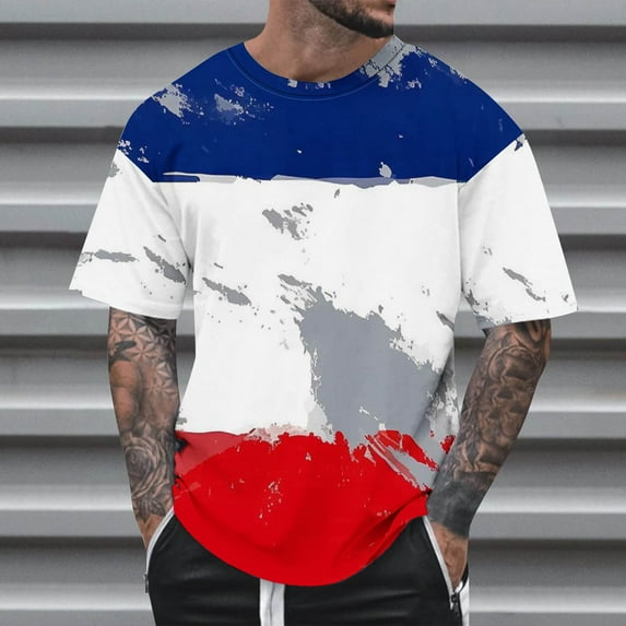 Zylanna Men's Short Sleeve T-Shirts, Lightweight Fashion Print Summer Crew Neck Daily leisure Tops for Men Multicolor Size 6XL