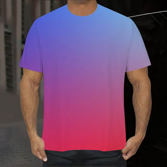 Zylanna Men's Short Sleeve T-Shirts, Lightweight Summer Gradient Color Crew Neck Daily leisure Tops for Men Blue Size M