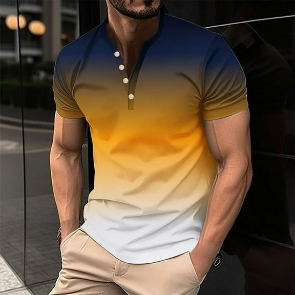 Zylanna Men's Short Sleeve T-Shirts, Lightweight Summer Gradient Color Crew Neck Daily leisure Tops for Men Multicolor Size S