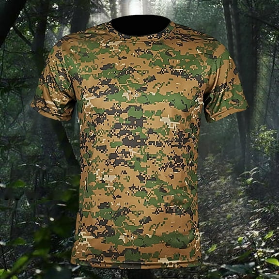 Zylanna Men's Short Sleeve T-Shirts, Summer Breathable Quick-drying Crew Neck Printed Daily leisure Tops for Men Brown Size XL