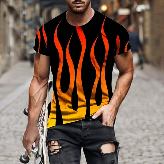 Zylanna Men's Short Sleeve T-Shirts, Summer Crew Neck Fashion Print Lightweight Daily leisure Tops for Men Multicolor Size S