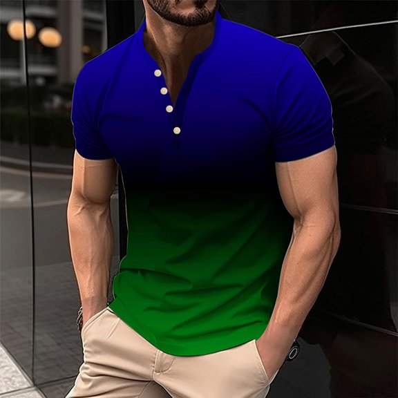 Zylanna Men's Short Sleeve T-Shirts, Summer Crew Neck Gradient Color Lightweight Daily leisure Tops for Men Multicolor Size XL