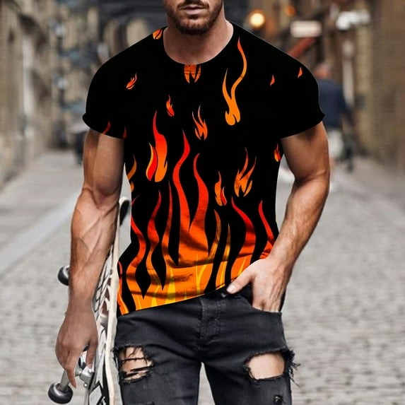 Zylanna Men's Short Sleeve T-Shirts, Summer Fashion Print Crew Neck Lightweight Daily leisure Tops for Men Multicolor Size XL