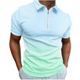 thumbnail image 1 of Zylanna Men's Short Sleeve T-Shirts, Summer Turn-down Collar Lightweight Gradient Color Daily leisure Tops for Men Light Blue Size 5XL, 1 of 4