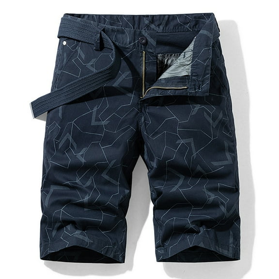 Zylanna Men's Shorts Cargo Pants, Fashion Loose Relax Fit Straight Button Outdoor Workwear Multi-Pockets Sports Cargo Shorts for Men Dark Blue Size M