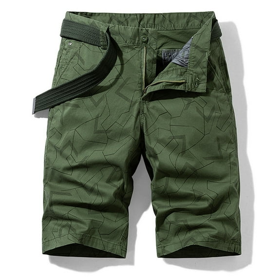 Zylanna Men's Shorts Cargo Pants, Loose Relax Fit Fashion Multi-Pockets Straight Button Outdoor Workwear Sports Cargo Shorts for Men Army Green Size L