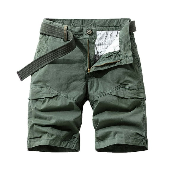 Zylanna Men's Shorts Cargo Pants, Loose Relax Fit Multi-Pockets Fashion Outdoor Workwear Straight Button Zipper Sports Cargo Shorts for Men Army Green Size M