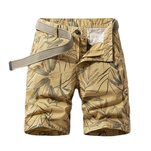 Zylanna Men's Shorts Cargo Pants, Multi-Pockets Loose Relax Fit Fashion Outdoor Workwear Straight Button Zipper Sports Cargo Shorts for Men Khaki Size 2XL