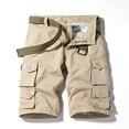 thumbnail image 1 of Zylanna Men's Shorts Cargo Pants, Multi-Pockets Loose Relax Fit Solid Color Outdoor Workwear Straight Button Sports Cargo Shorts for Men Khaki Size 3XL, 1 of 3