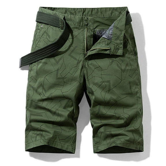 Zylanna Men's Shorts Cargo Pants, Multi-Pockets Outdoor Workwear Fashion Loose Relax Fit Straight Button Sports Cargo Shorts for Men Army Green Size S