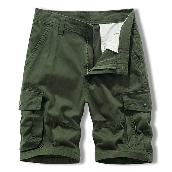 Zylanna Men's Shorts Cargo Pants, Multi-Pockets Straight Button Fashion Loose Relax Fit Outdoor Workwear Sports Cargo Shorts for Men Army Green Size S