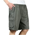 thumbnail image 1 of Zylanna Men's Shorts Cargo Pants, Solid Color Loose Relax Fit Multi-Pockets Outdoor Workwear Straight Button Sports Cargo Shorts for Men Army Green Size 2XL, 1 of 8