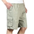 thumbnail image 1 of Zylanna Men's Shorts Cargo Pants, Solid Color Straight Button Multi-Pockets Outdoor Workwear Loose Relax Fit Sports Cargo Shorts for Men Khaki Size 4XL, 1 of 4