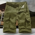 thumbnail image 1 of Zylanna Men's Shorts Cargo Pants, Straight Button Outdoor Workwear Solid Color Loose Relax Fit Multi-Pockets Sports Cargo Shorts for Men Army Green Size S, 1 of 8
