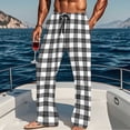 thumbnail image 1 of Zylanna Men's Sleepwear Pajamas Pants with Pockets, Elastic Waist Plaid Soft & Warm Loose Homewear Pajamas for Men Black, 1 of 6