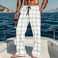 thumbnail image 1 of Zylanna Men's Sleepwear Pajamas Pants with Pockets, Plaid Soft & Warm Elastic Waist Loose Homewear Pajamas for Men White, 1 of 6