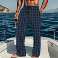 thumbnail image 1 of Zylanna Men's Sleepwear Pajamas Pants with Pockets, Soft & Warm Elastic Waist Plaid Loose Homewear Pajamas for Men Navy, 1 of 6