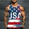 thumbnail image 1 of Zylanna Men's Sleeveless Muscle Shirt, Crew Neck Moisture-Wicking Independence Day Print Quick-Dry Gym wear Tank Tops for Sport Navy, 1 of 5