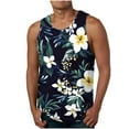 thumbnail image 1 of Zylanna Men's Sleeveless Muscle Shirt, Quick-Dry Hawaii Print Moisture-Wicking Crew Neck Gym wear Tank Tops for Sport Beige, 1 of 4