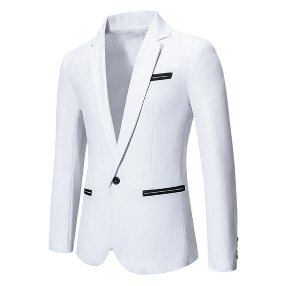 Zylanna Men's Suit Jacket, Fashion Soft & Comfy Winter Spring and Fall Solid Color Formal Lapel Blazers with Pockets White