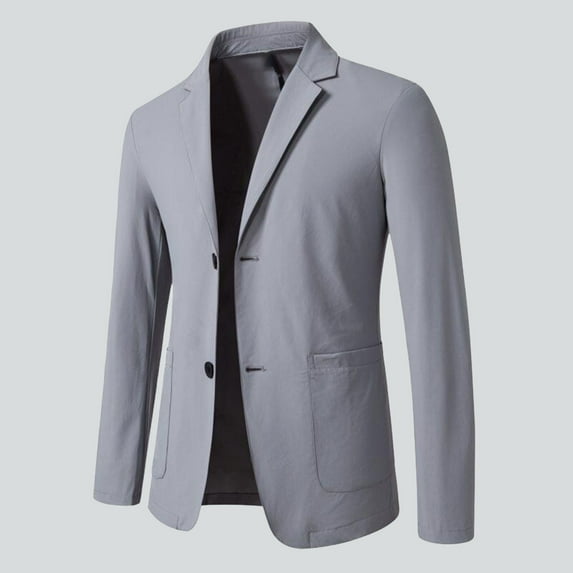 Zylanna Men's Suit Jacket, Single-Breasted Soft & Comfy Winter Spring and Fall Solid Color Formal Lapel Blazers with Pockets Gray