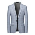 thumbnail image 1 of Zylanna Men's Suit Jacket, Soft & Comfy Winter Spring and Fall Plaid Fashion Formal Blazer for Men Light Blue, 1 of 3